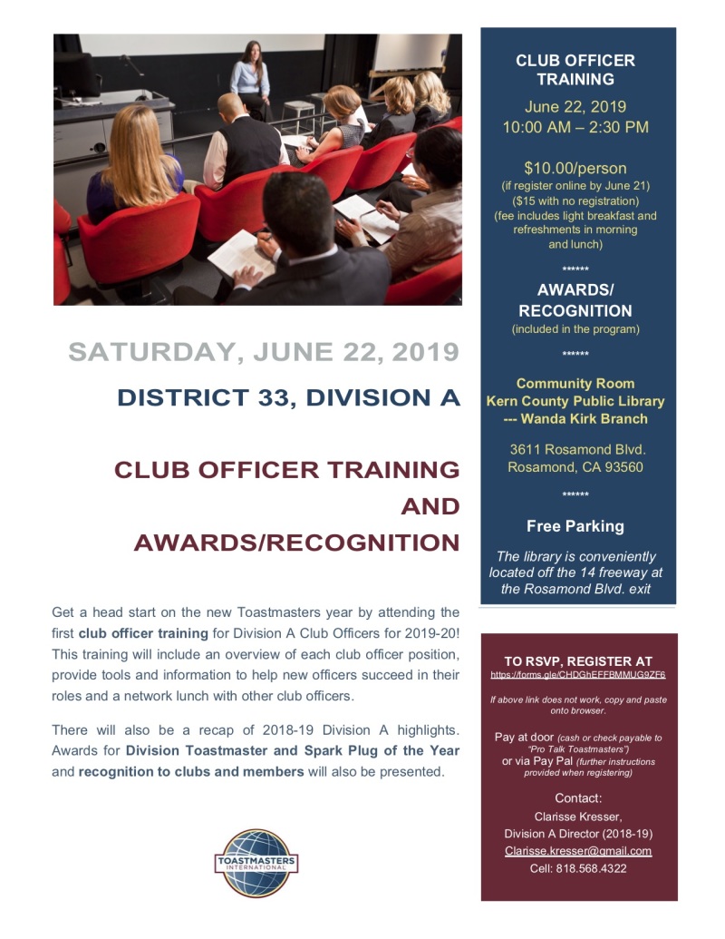 June 22, 2019 New Officer Training Flyer